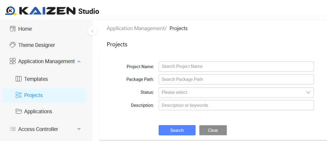 Projects page