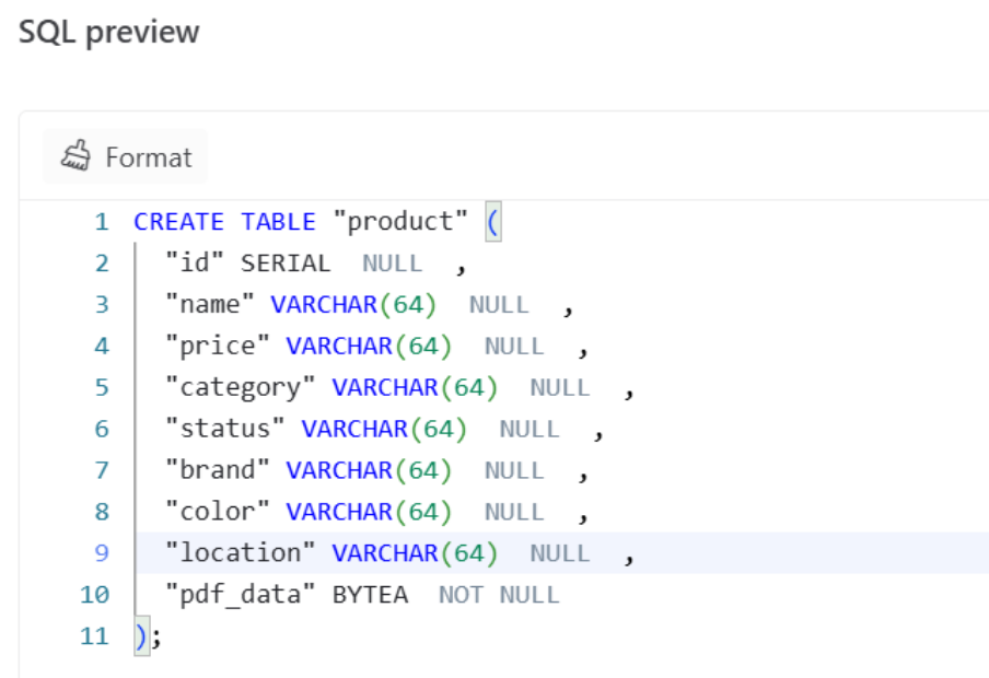 SQL preview