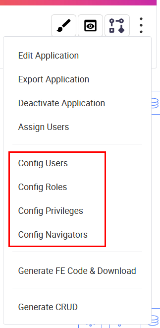 IAM configuration menu