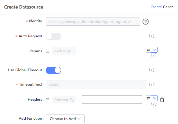 Configure the logout datasource