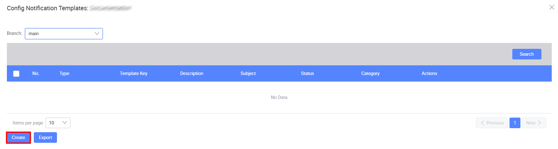 Config Notification Templates window
