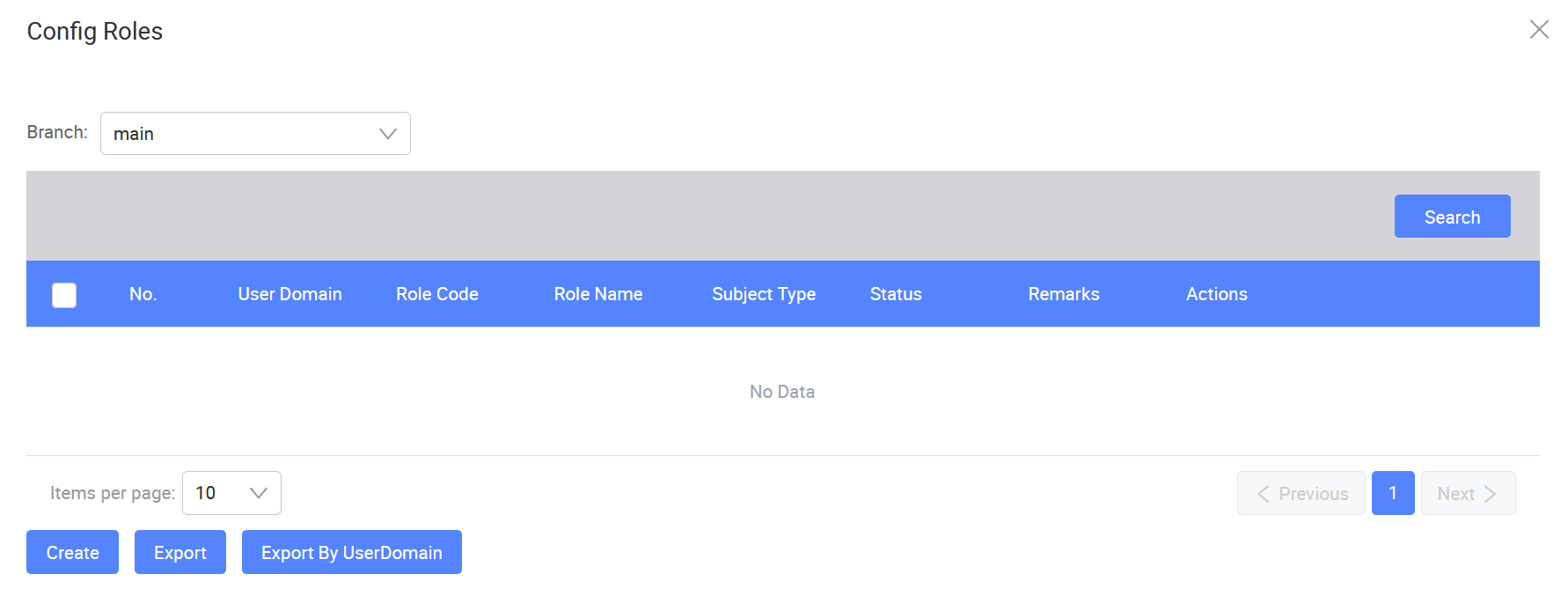 Config Roles window