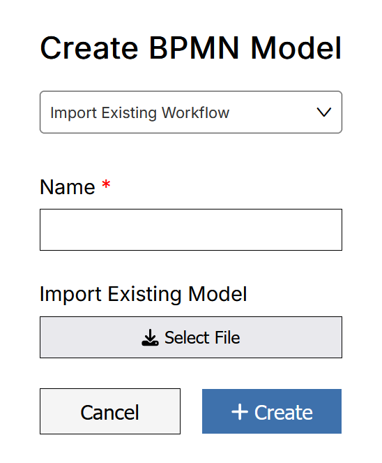 Create BPMN Model window