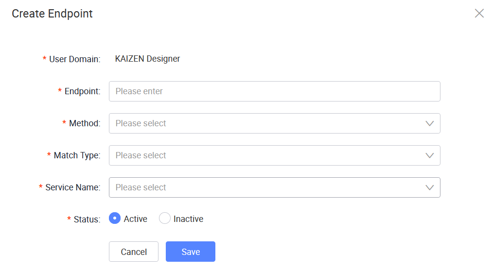 Create Endpoint window