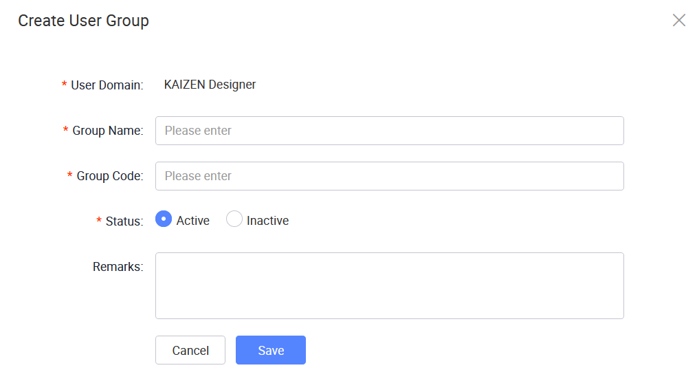 Create User Group window