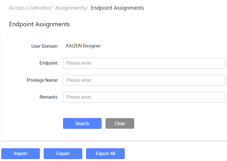 Access Controller/ Assignments/ Endpoint Assignments