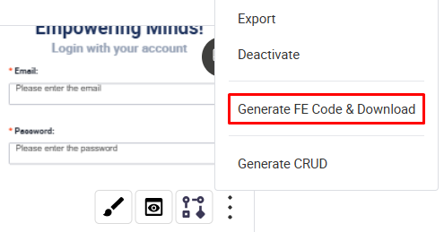 Generate FE Code & Download window