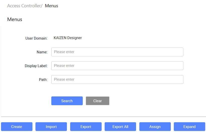 Access Controller/ Menus