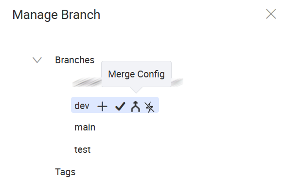 Merge Config from Manage Branch window