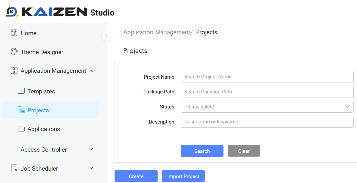Projects page