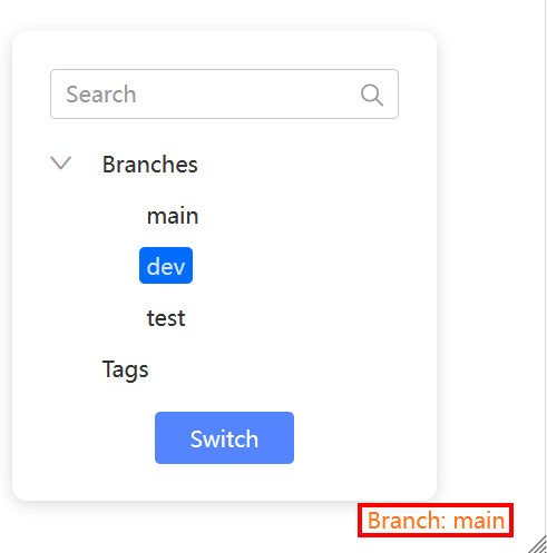 Switch branch in App Designer