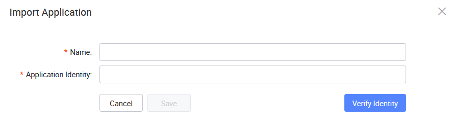 Import Application window