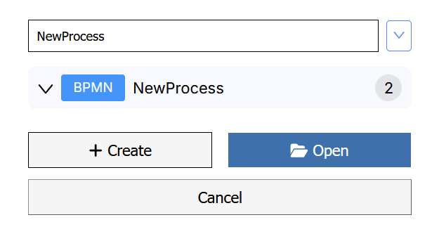 Workflow Designer popup, Open button